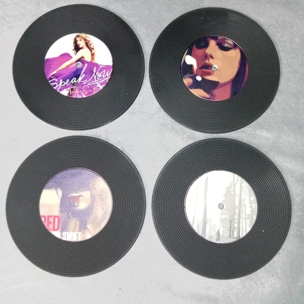 4 New Taylor Swift Vinyl Coasters